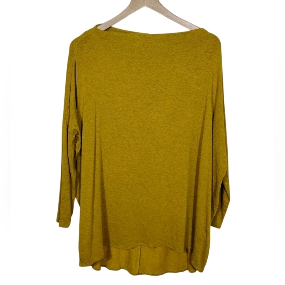Bryn Walker Womens Minimalist Tunic Top 3/4 Sleeve Green Size S Boho Capsule